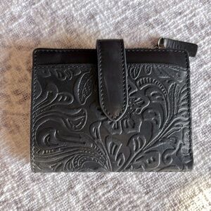 Beautiful, genuine leather, floral embossed wallet